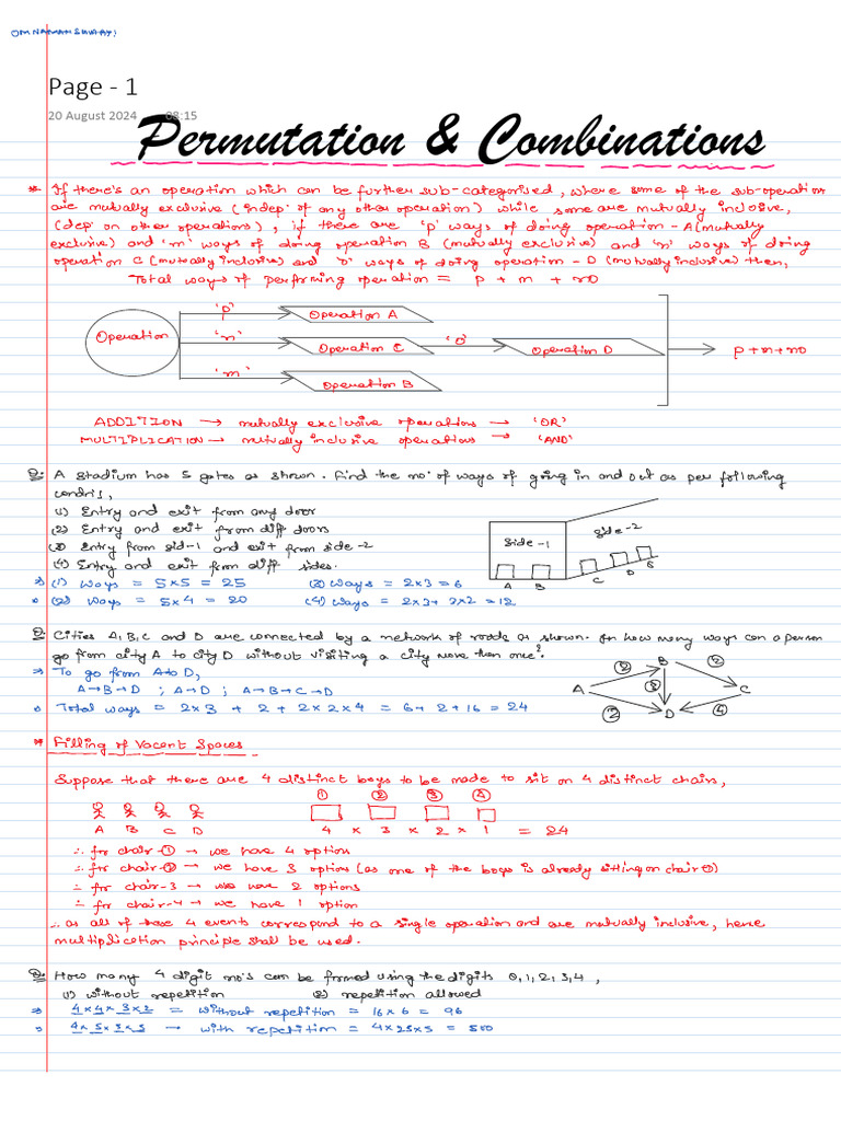 Permutation and Combination Formulas | PDF