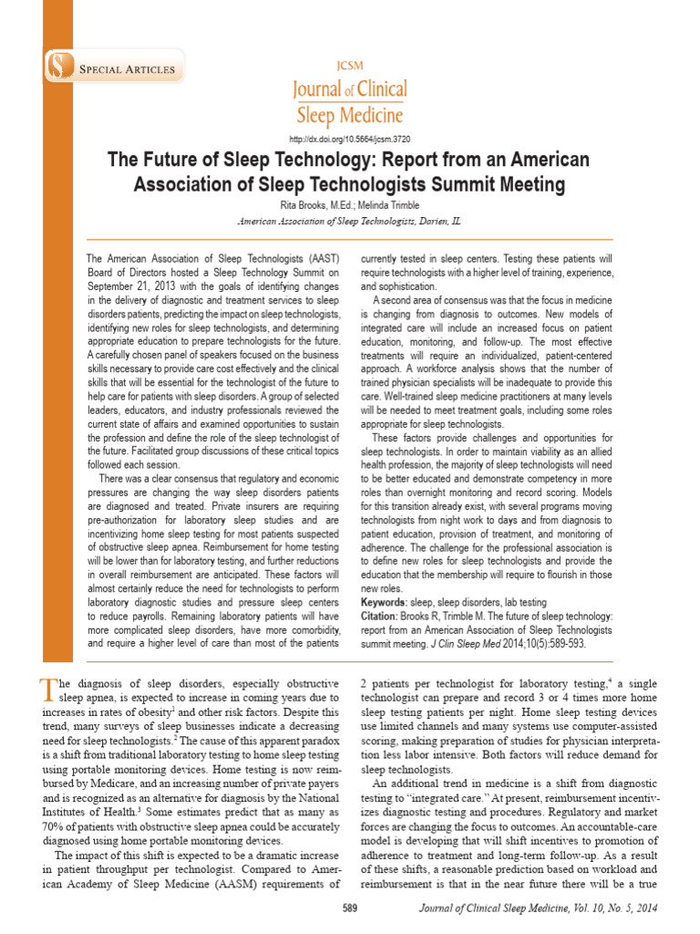 Future Roles of Sleep Technologists | PDF | Sleep Medicine | Medicine