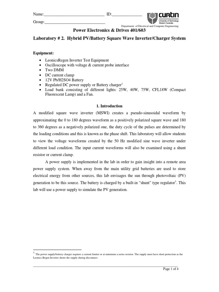 Hybrid PV/Battery Inverter Lab 2 | PDF | Power Inverter | Power Supply