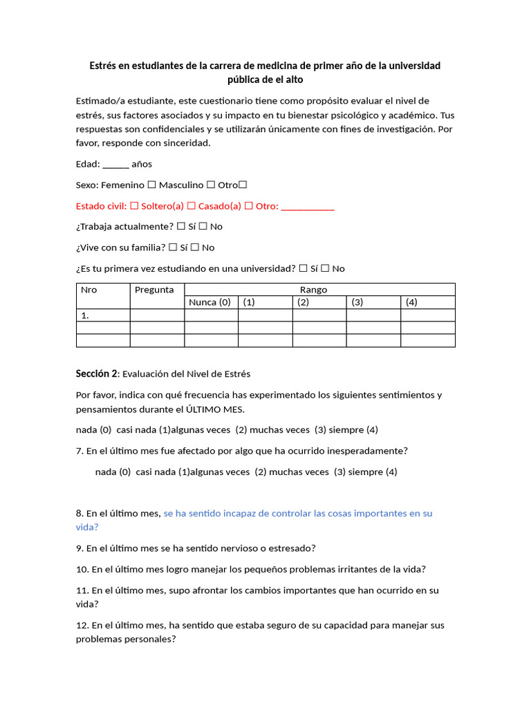 Estrés en estudiantes de medicina 1° año | PDF | Estrés (biología) | Dormir