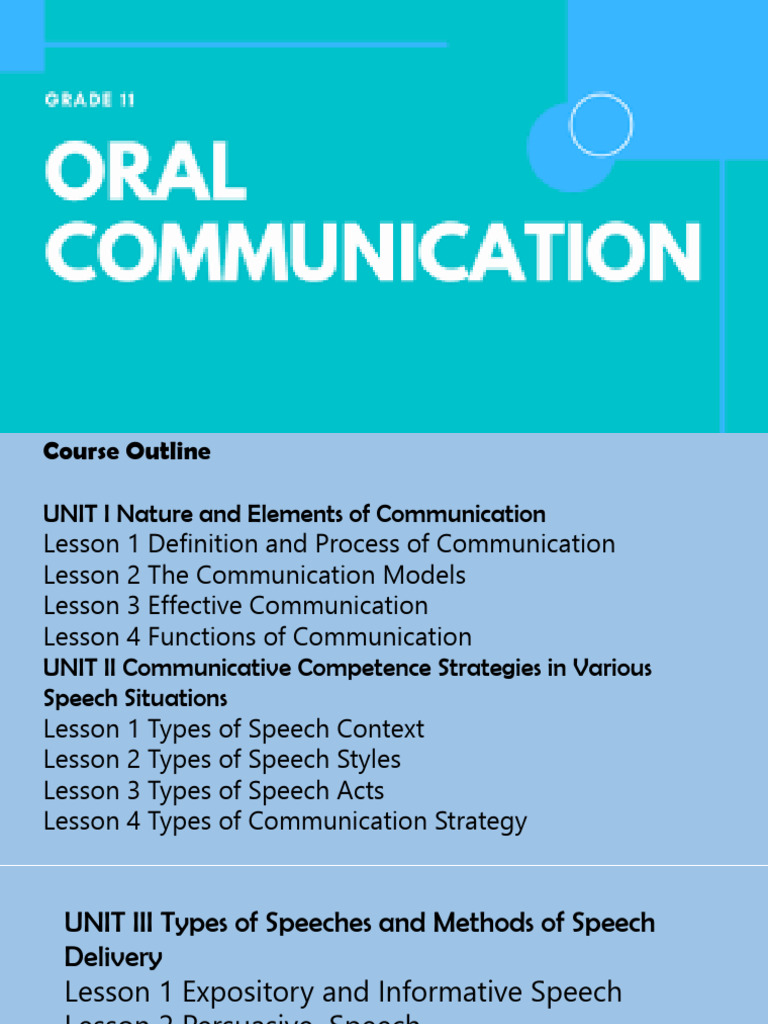 Oral Communication Lesson 1 | PDF | Communication | Information