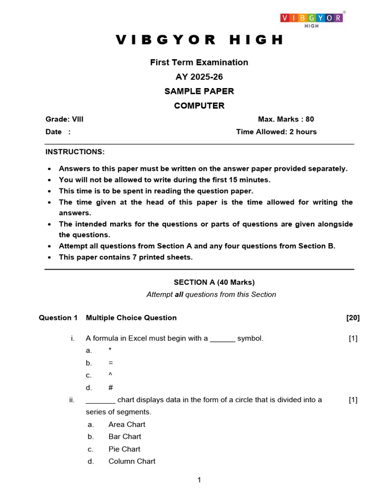 Class 8 Computer Exam Sample Paper | PDF | Graphical User Interfaces ...