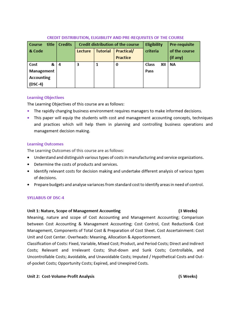 Cost & Management Accounting Overview | PDF | Cost Accounting ...