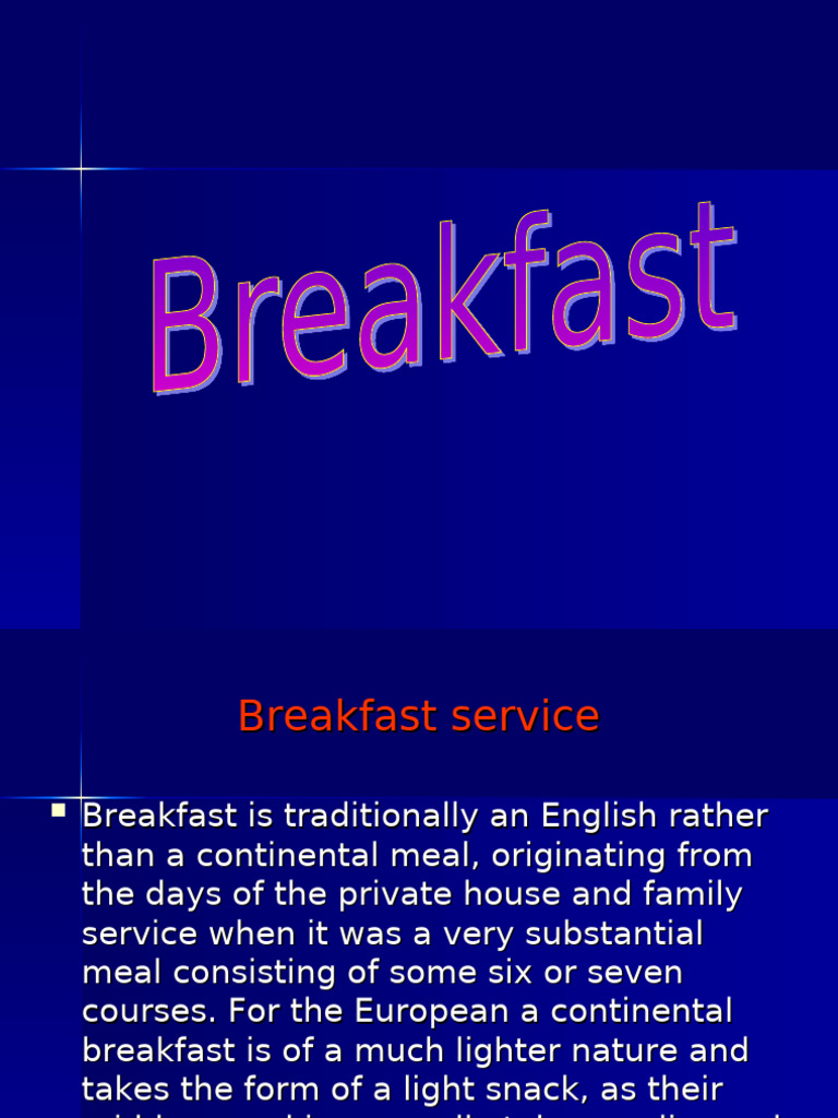 Breakfast Service Types and Options | PDF | Meal | Foods