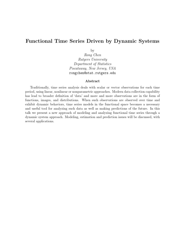 Dynamic Systems for Functional Time Series | PDF