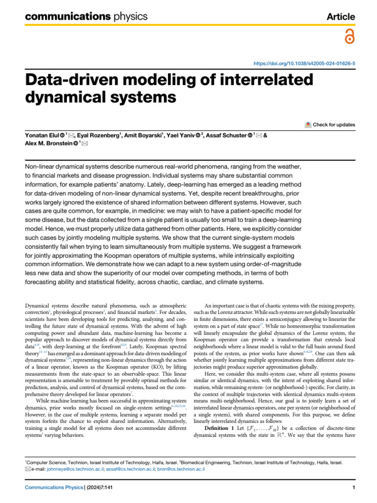 Data-Driven Modeling of Interrelated Dynamical Systems | PDF | Applied ...