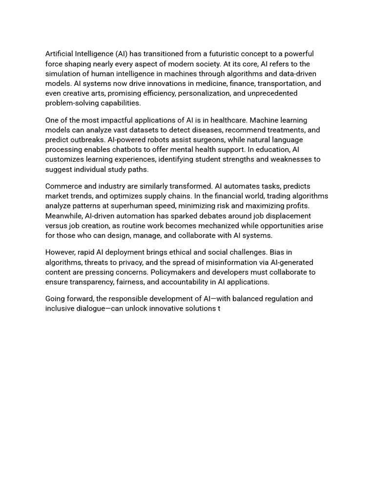 The Impact of AI on Society Today | PDF