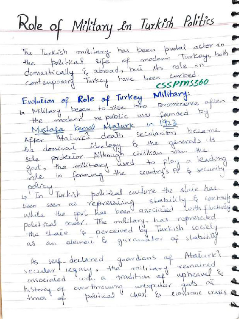 Role of Military in Turkish Politics | PDF | Military | Turkey
