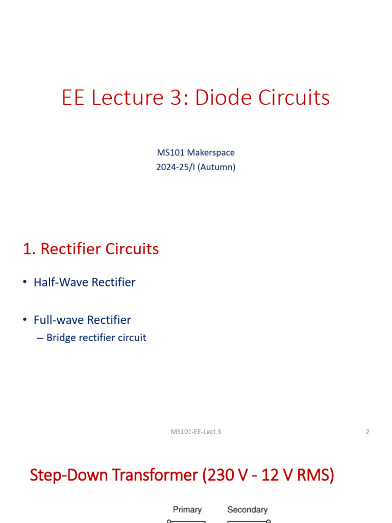 2024 Aut MS101 EE Lect03 DiodeCkts - Ver - Jul25 | PDF | Rectifier ...