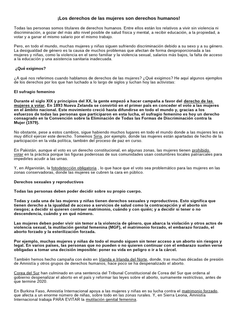 Los Derechos de Las Mujeres Son Derechos Humanos | PDF | Mujer | Violación