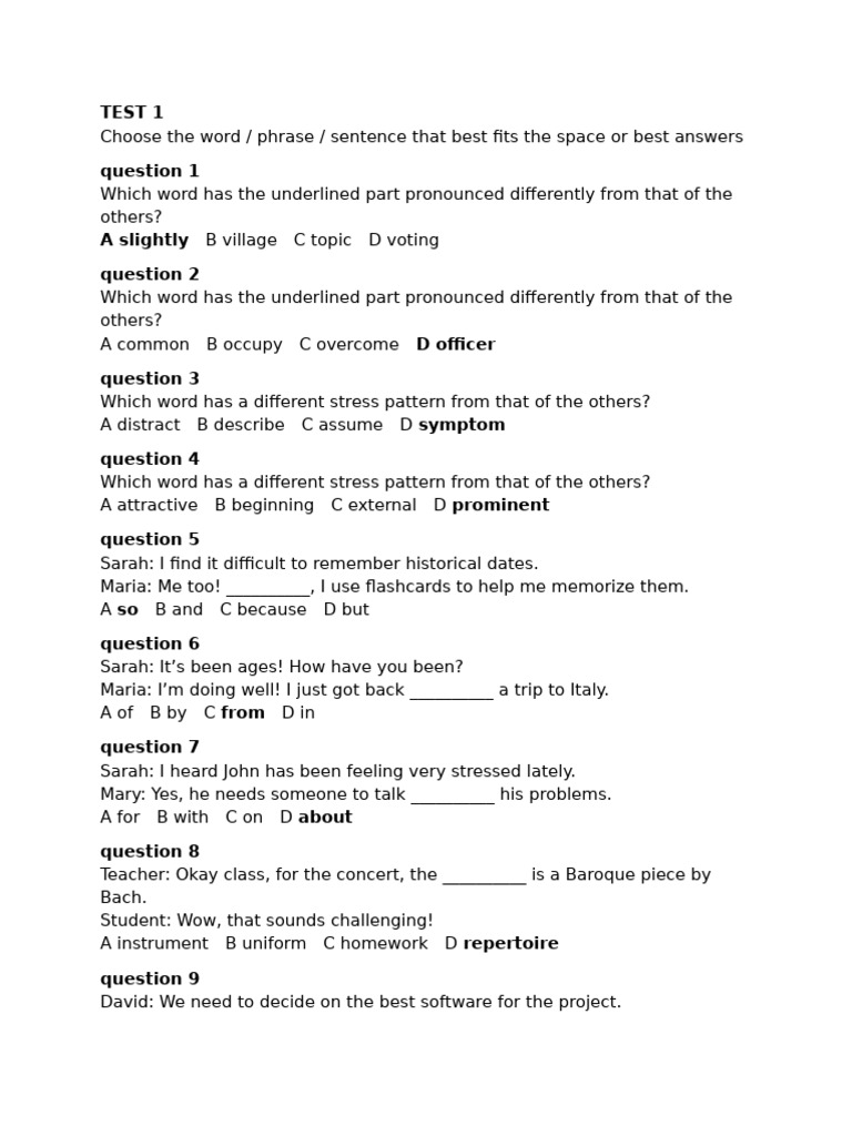 English Language Proficiency Test Questions | PDF | Movie Theater ...