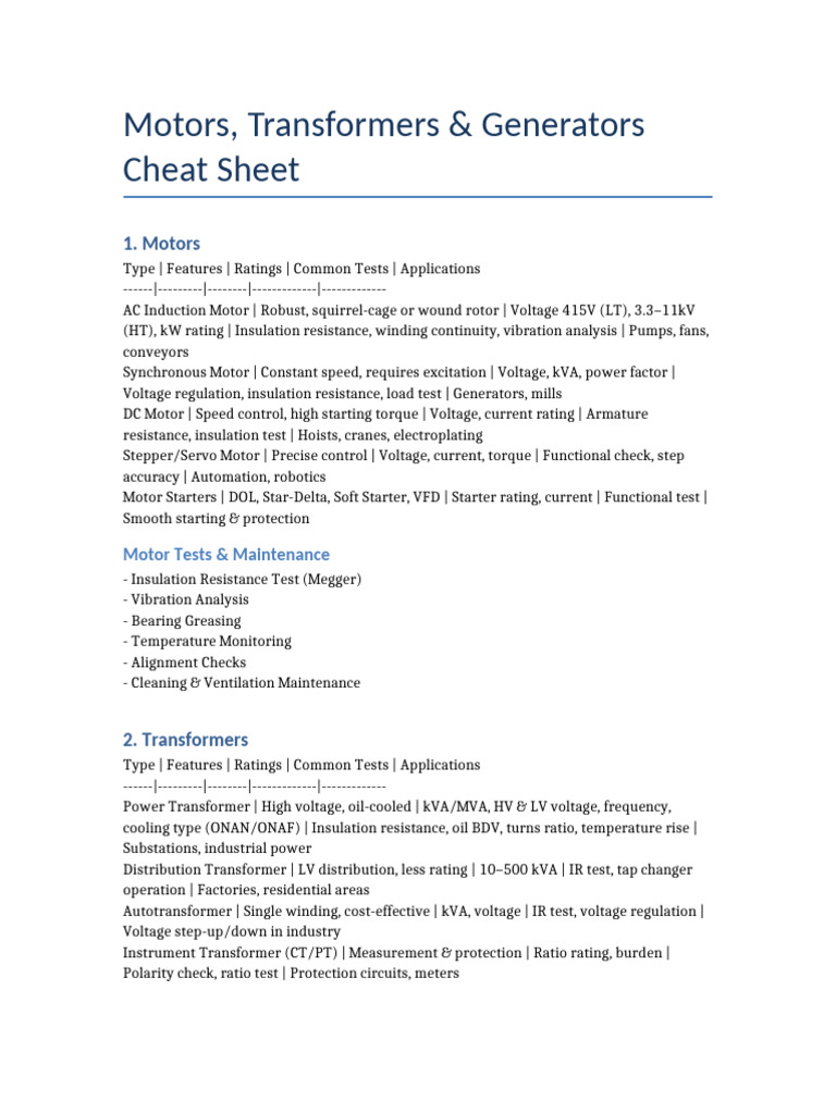 Motors, Transformers & Generators Guide | PDF | Electric Motor ...