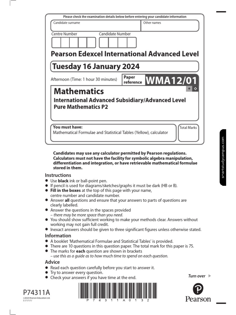 Jan 2024 Pure Mathematics P2 Exam | PDF | Mathematics | Area
