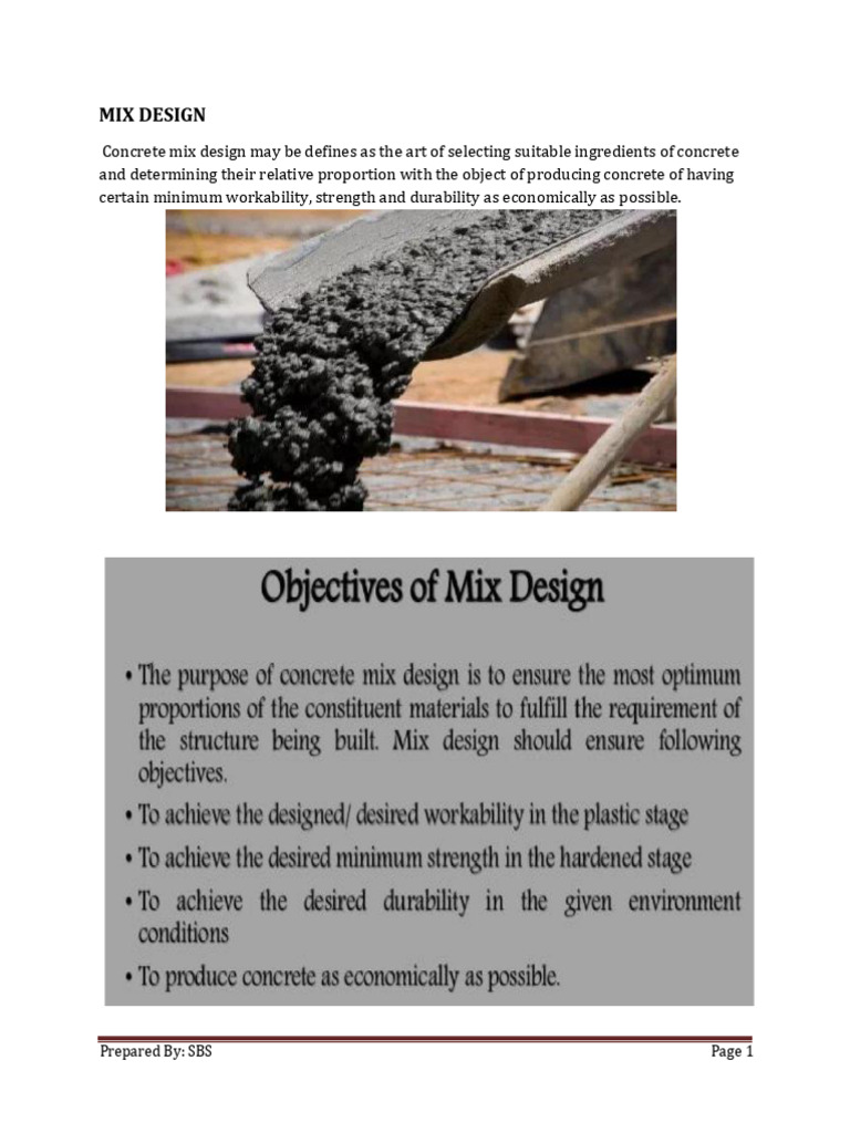 Concrete Mix Design Fundamentals | PDF | Concrete | Mean