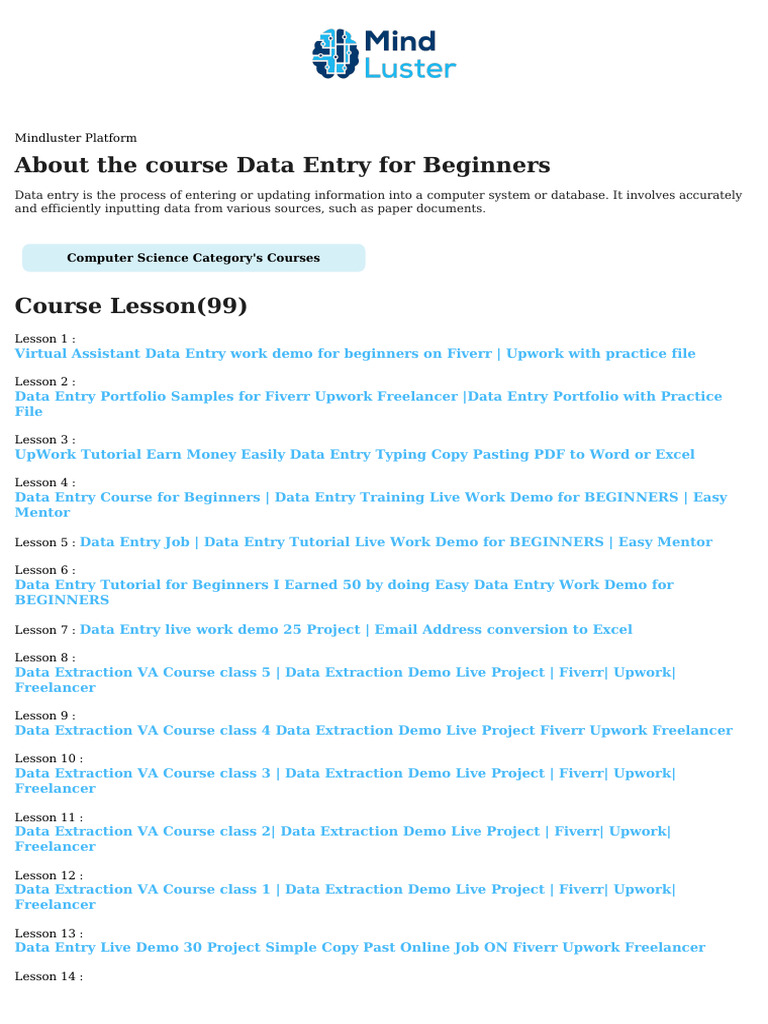 Data Entry Course for Beginners | PDF | Internet | Computing
