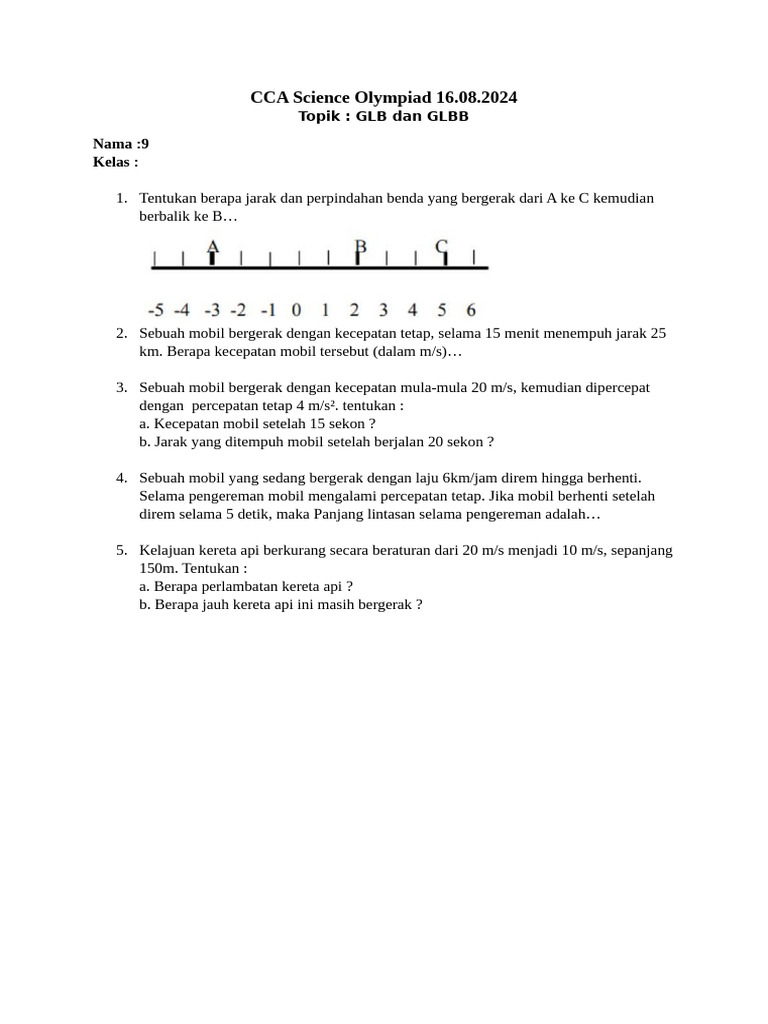CCA Science Olympiad 160824 | PDF