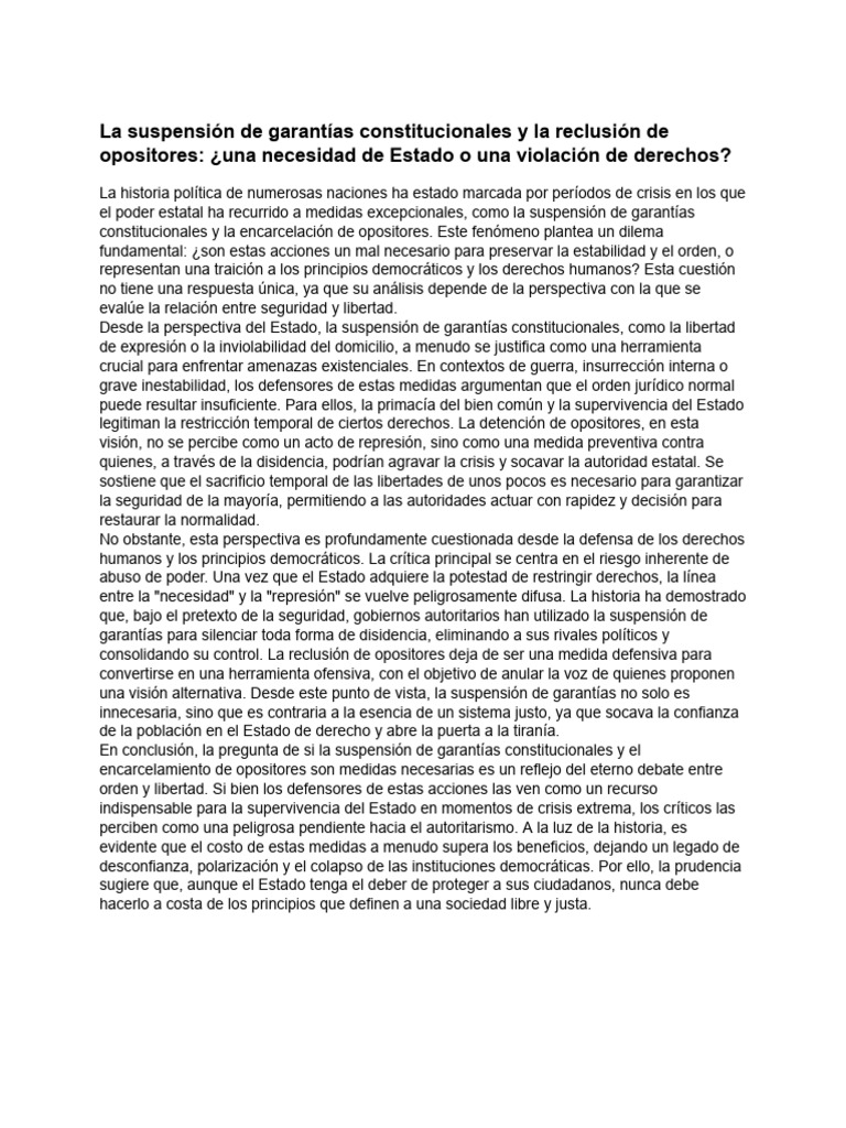 Suspensión de garantías y derechos humanos | PDF | Derechos | Derecho ...