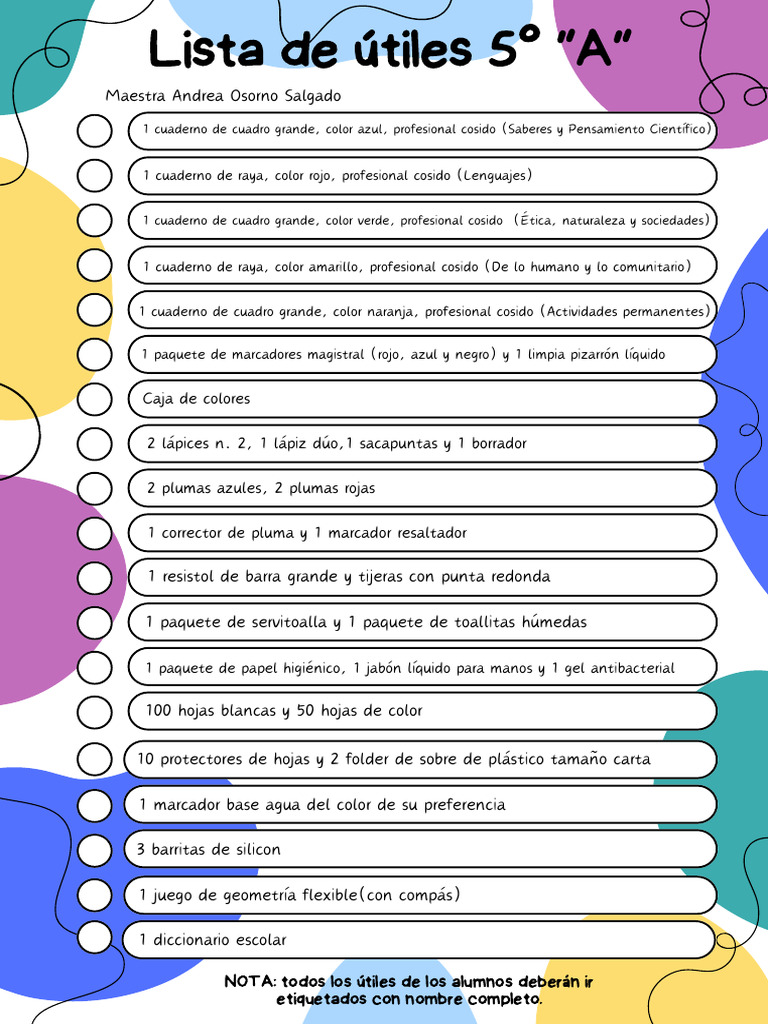Lista 5to A | PDF