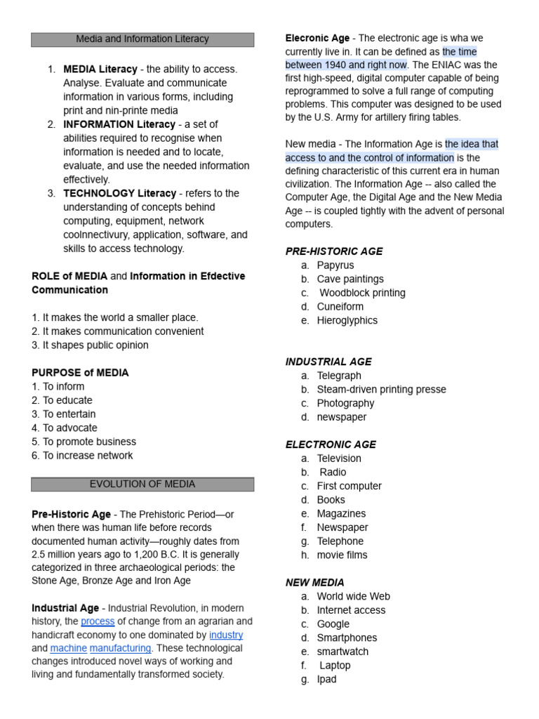 Media and Information Literacy Overview | PDF | Mass Media | Broadcasting