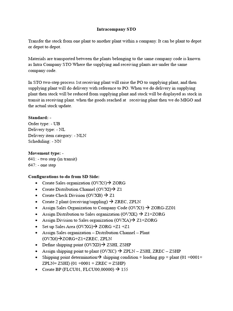 Intra Company Stock Transfer Process | PDF | Business