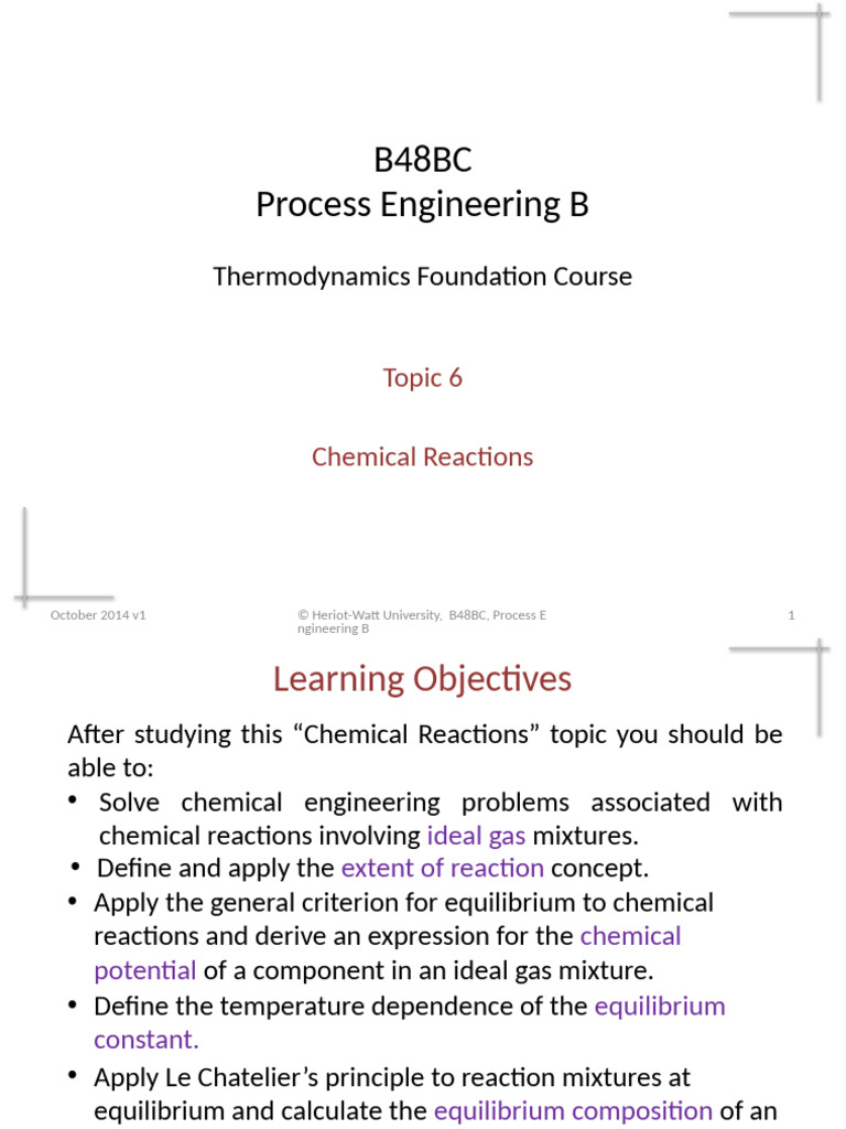 Chemical Reactions in Process Engineering | PDF | Stoichiometry ...