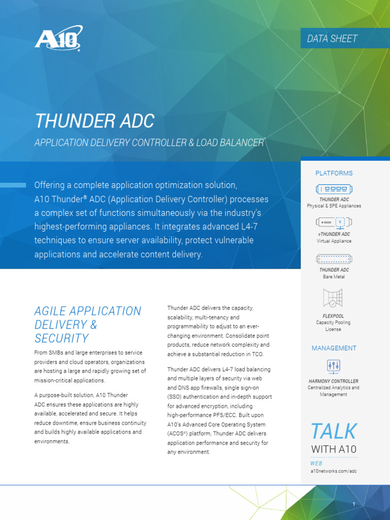 A10 Thunder ADC: Load Balancer Overview | PDF | Load Balancing ...