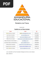 Relatório de Fisica - Equilibrio em um Plano Inclinado
