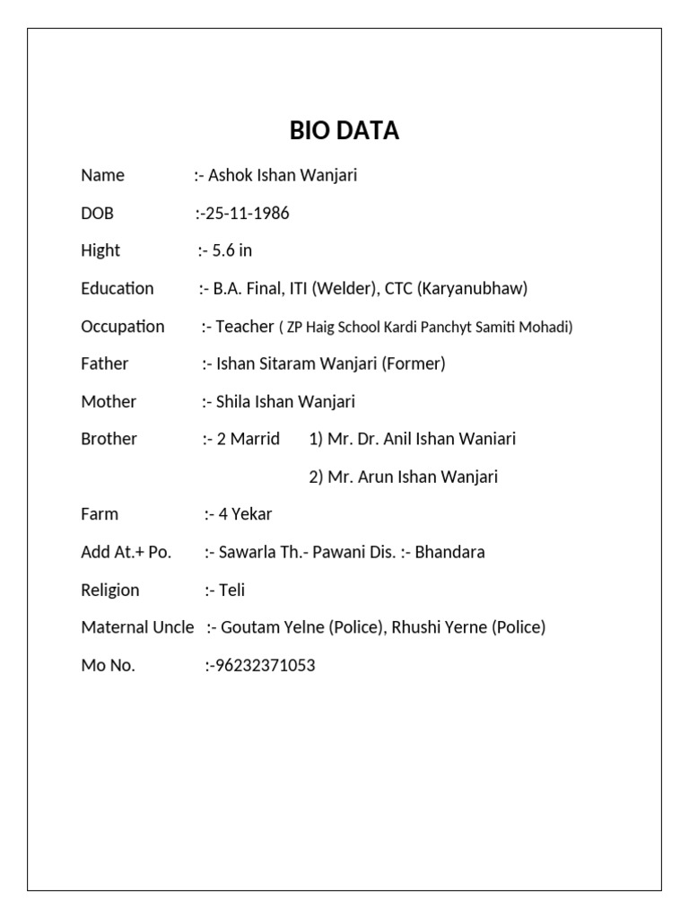 BIO DATA | PDF