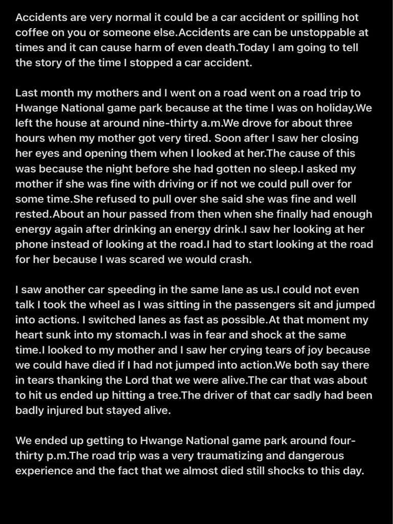 How I Prevented a Car Accident | PDF