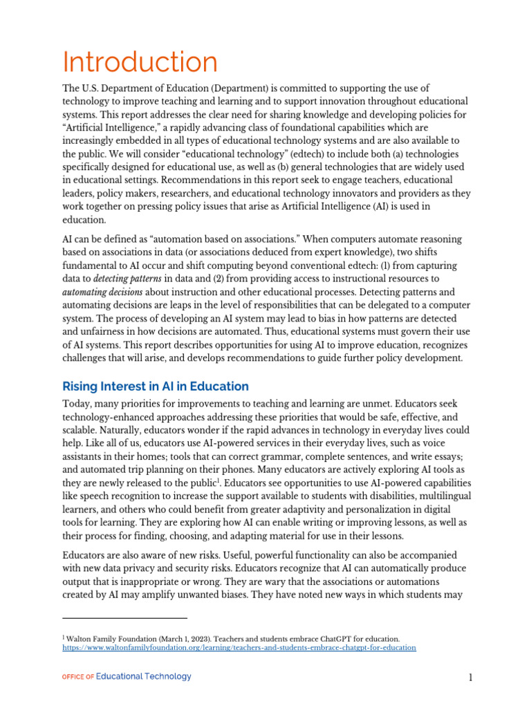 AI in Education: 2023 Policy Report | PDF | Artificial Intelligence ...