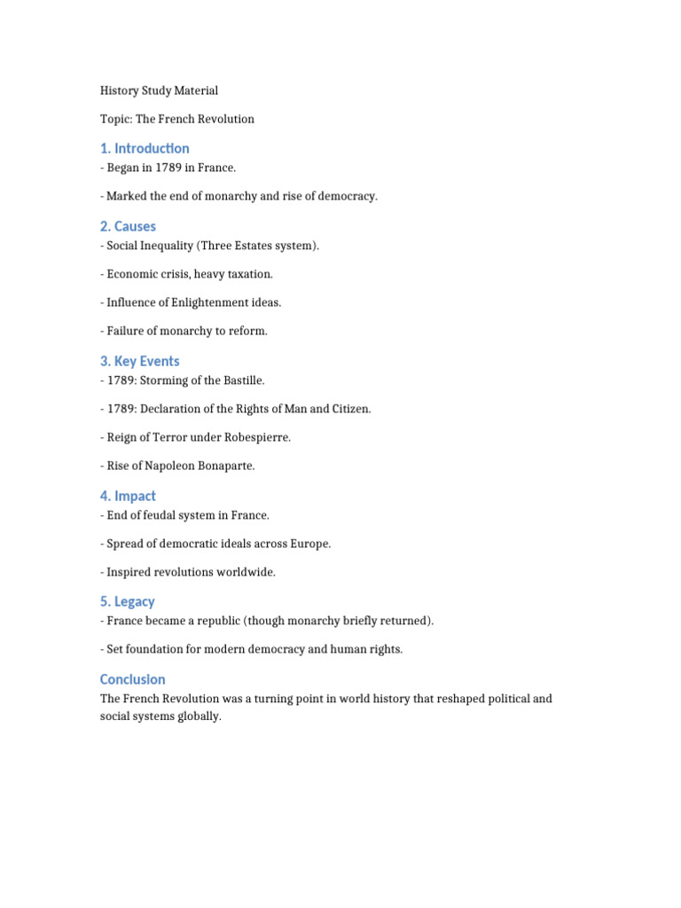 French Revolution Study Guide | PDF