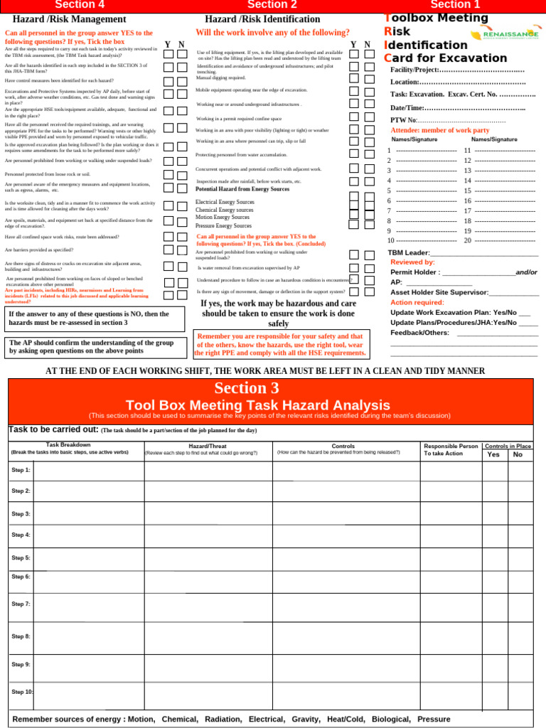 Excavation Safety and Risk Management Guide | PDF | Personal Protective ...