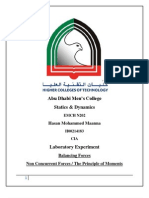 Abu Dhabi Men’s College Statics & Dynamics Lab on Balancing Forces