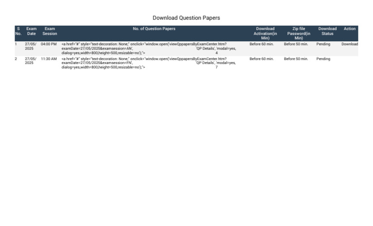 Download Exam Question Papers | PDF