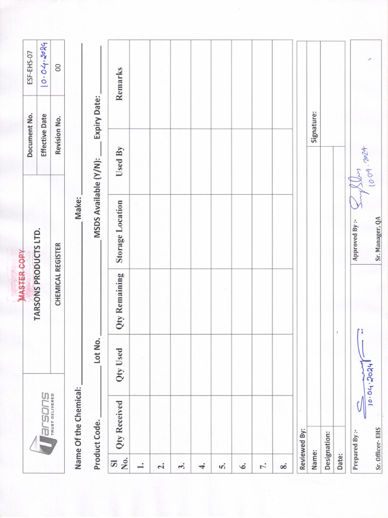 Chemical Register | PDF
