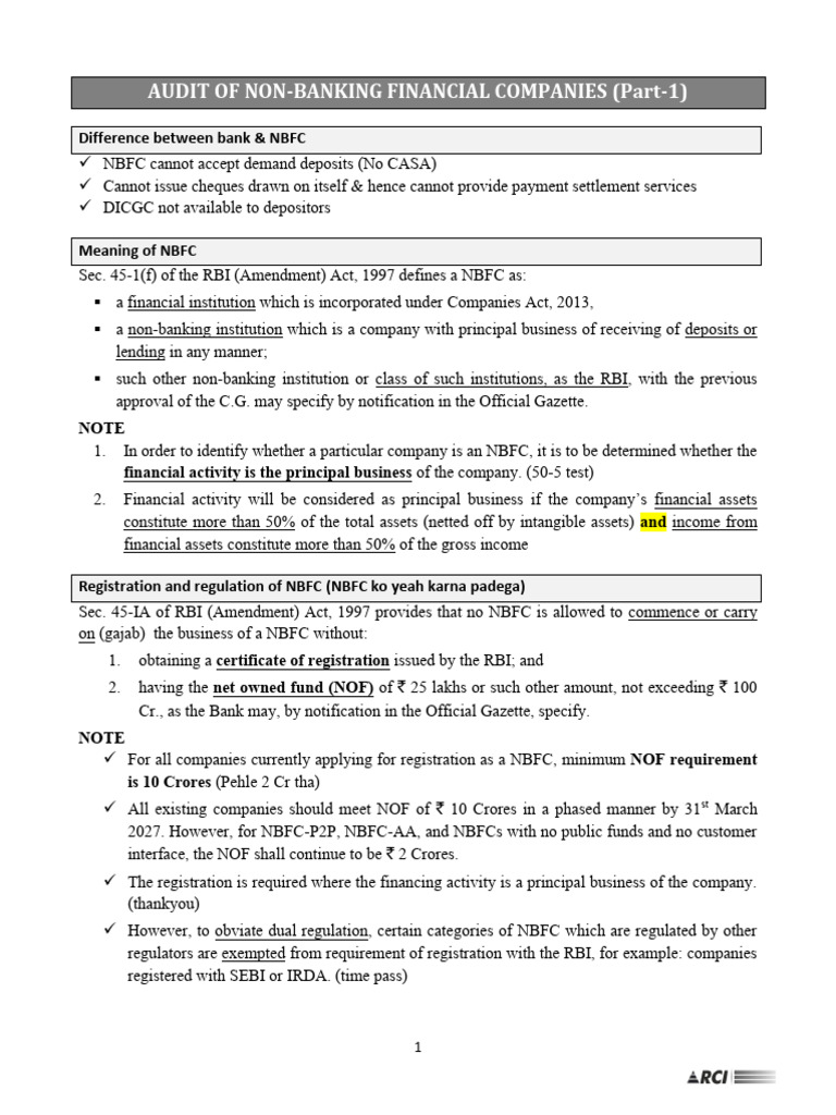 Audit of NBFCs - 27102024 | PDF | Non Bank Financial Institution | Loans