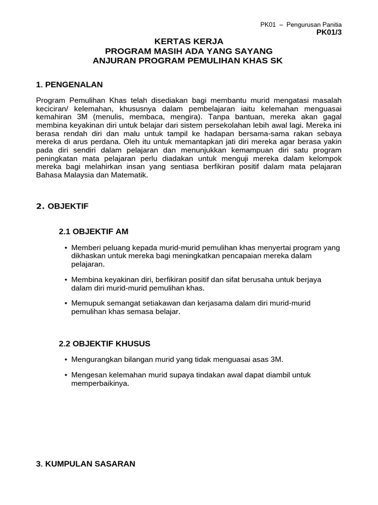 Program Pemulihan Khas 3M untuk Murid | PDF