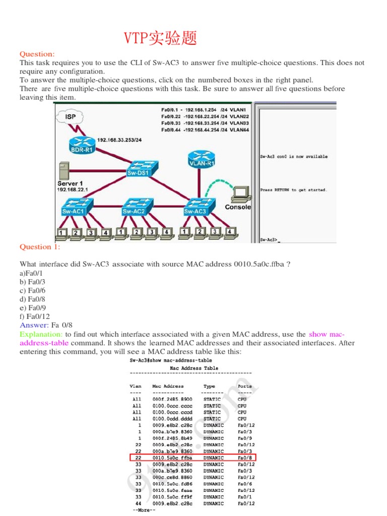 VTP Experiment Questions and Answers | PDF | Network Switch | Port ...