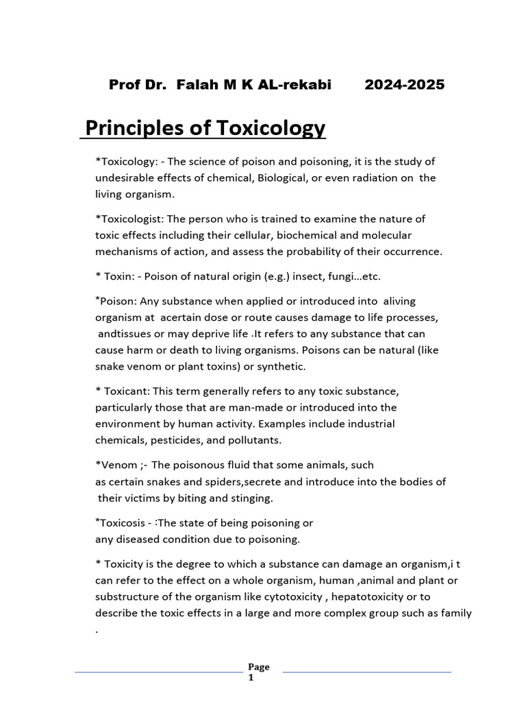 Principles of Clinical Toxicology | PDF | Toxicity | Toxicology