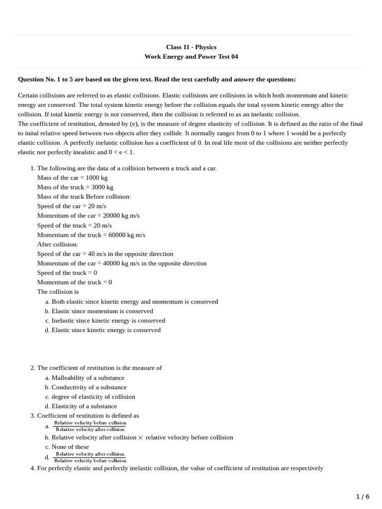 Elastic and Inelastic Collisions Explained | PDF | Collision | Physical ...