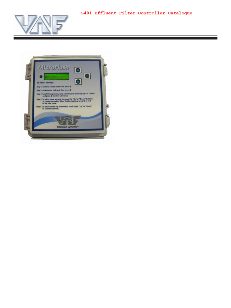 VAF MicroFlush™ Filtration Controller | PDF