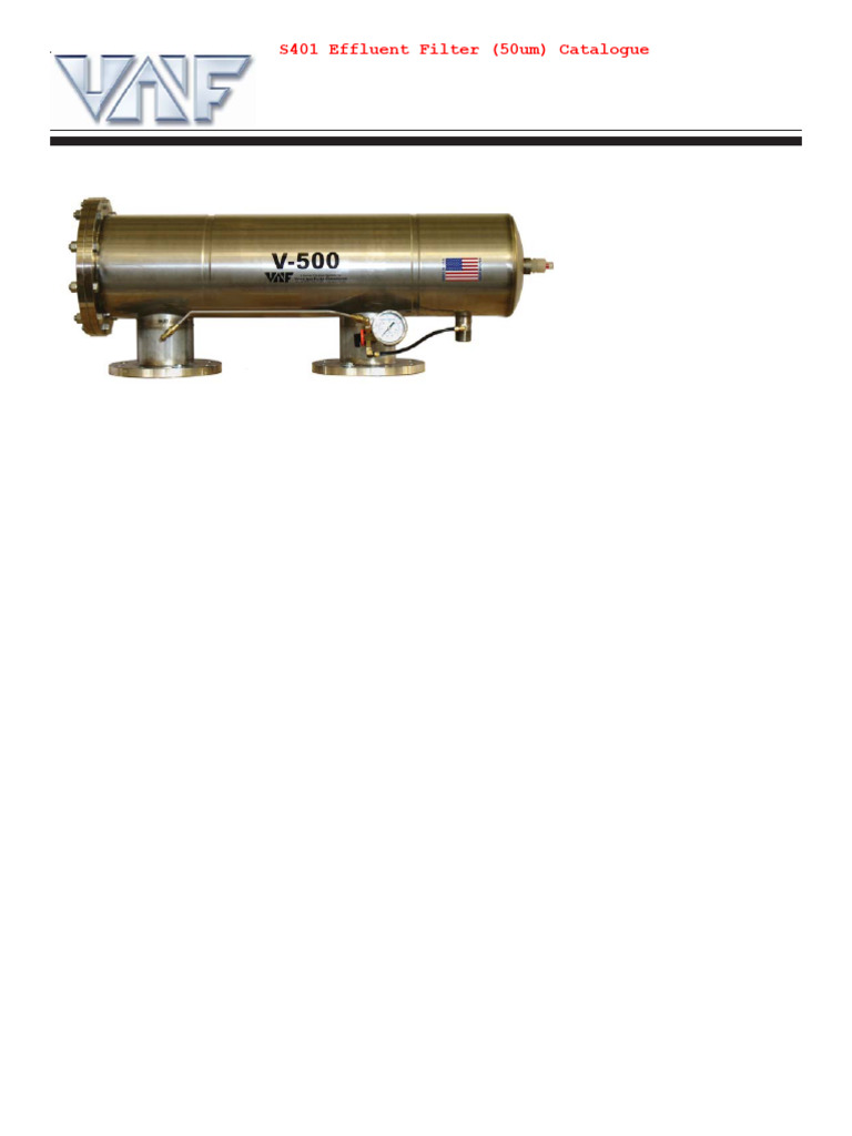 V-500 Automatic Screen Filter Specs | PDF | Filtration | Mechanical ...