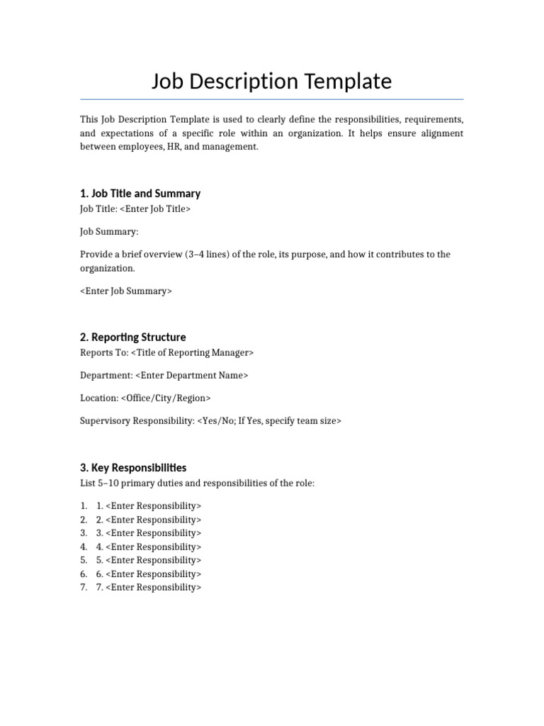 Job Description Template Guide | PDF | Compensation And Benefits | Business