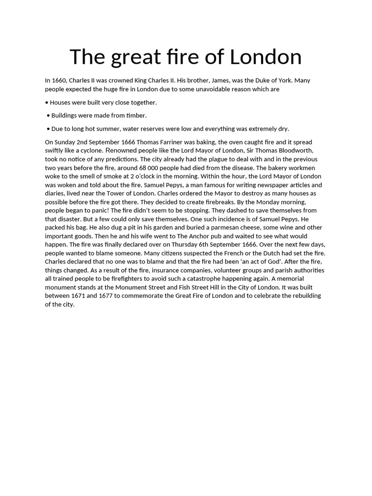 The Great Fire of London: 1666 Catastrophe | PDF