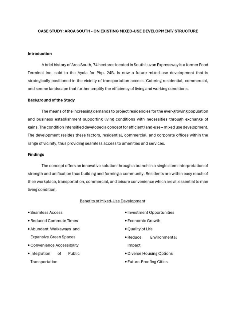 Arca South: Mixed-Use Development Insights | PDF | Mixed Use ...