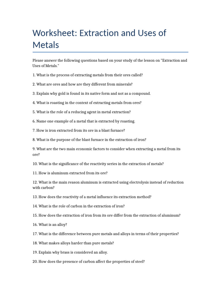 Metal Extraction Processes Explained | PDF