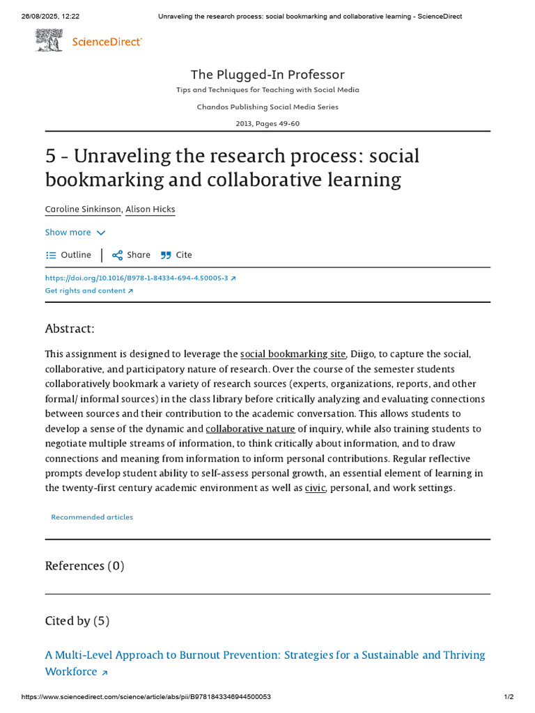 Unraveling The Research Process Social Bookmarking and Collaborative