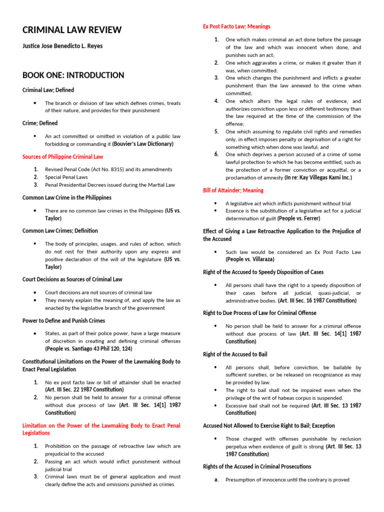 Philippine Criminal Law Overview | PDF | Crimes | Crime & Violence