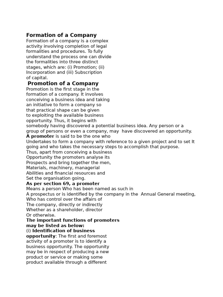 Company Formation Process Explained | PDF | Articles Of Association ...