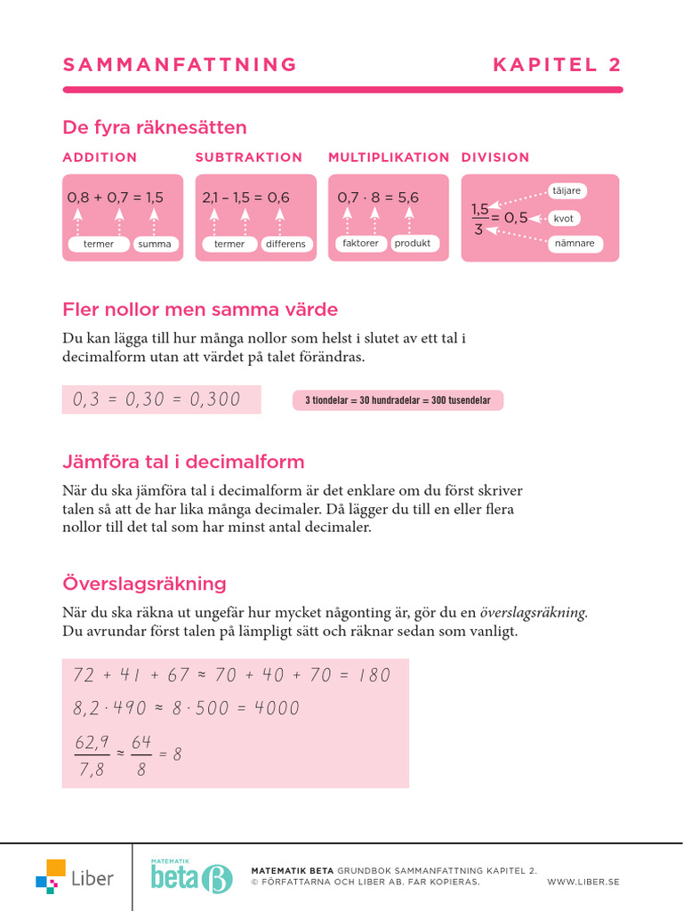 B Sammanfattning Kap 2 A4 v-2 | PDF